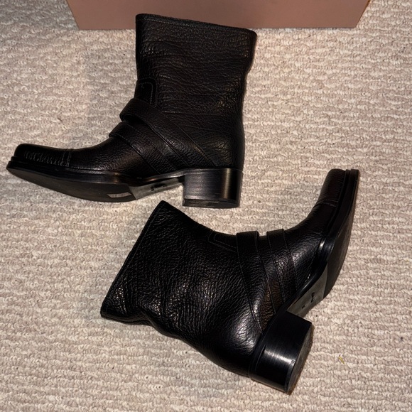 Mui Mui Black Biker Boot With Buckle - Picture 3 of 7